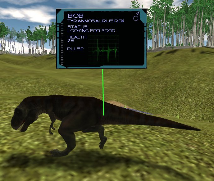 Close-up of the animated dinosaur data display. Yes, the heartbeat is animated.